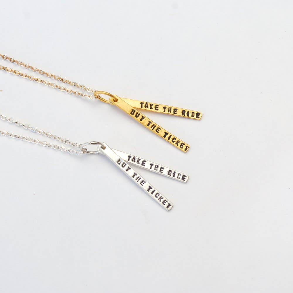 Chocolate and Steel - Wholesale Pendant/Charm Necklace - Buy the ticket, take the ride -Hunter S Thompson Quote6