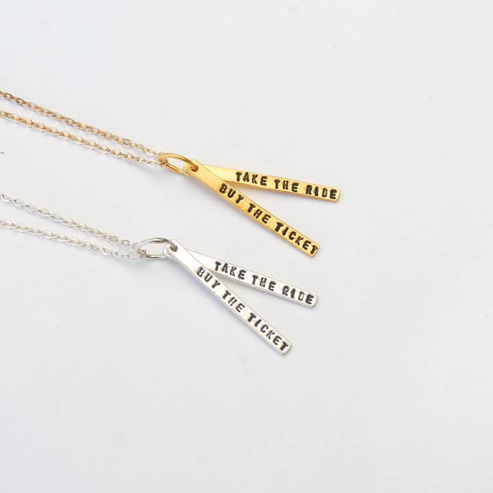 Chocolate and Steel - Wholesale Pendant/Charm Necklace - Buy the ticket, take the ride -Hunter S Thompson Quote6