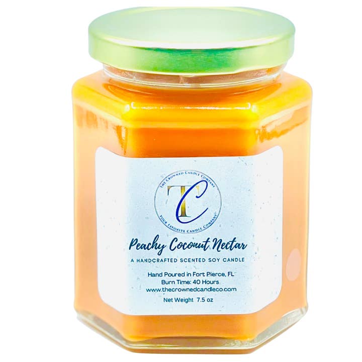 Peachy Coconut Nectar Soy Candle for wholesale by The Crowned Candle Company