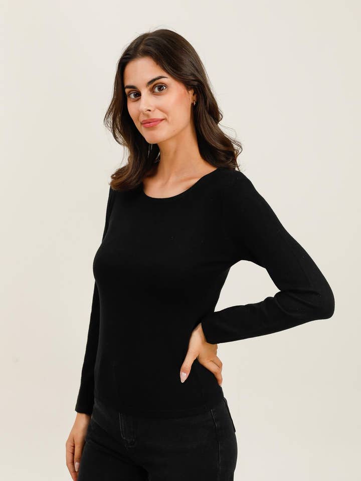 Basic round neck knit sweater - 08853 for wholesale by CHOKLATE PARIS