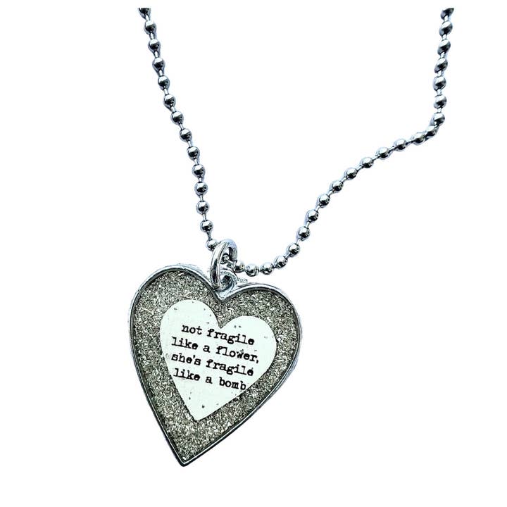 UnfiniSHEd – wholesale Pendant/charm necklace – Not fragile like a flower Silver Heart Necklace