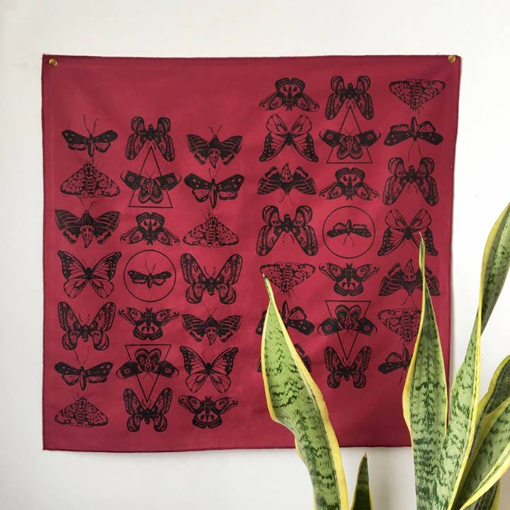 MBMB - Wholesale Bandana - Women's - Moth Print Bandana In Burgundy And Black2