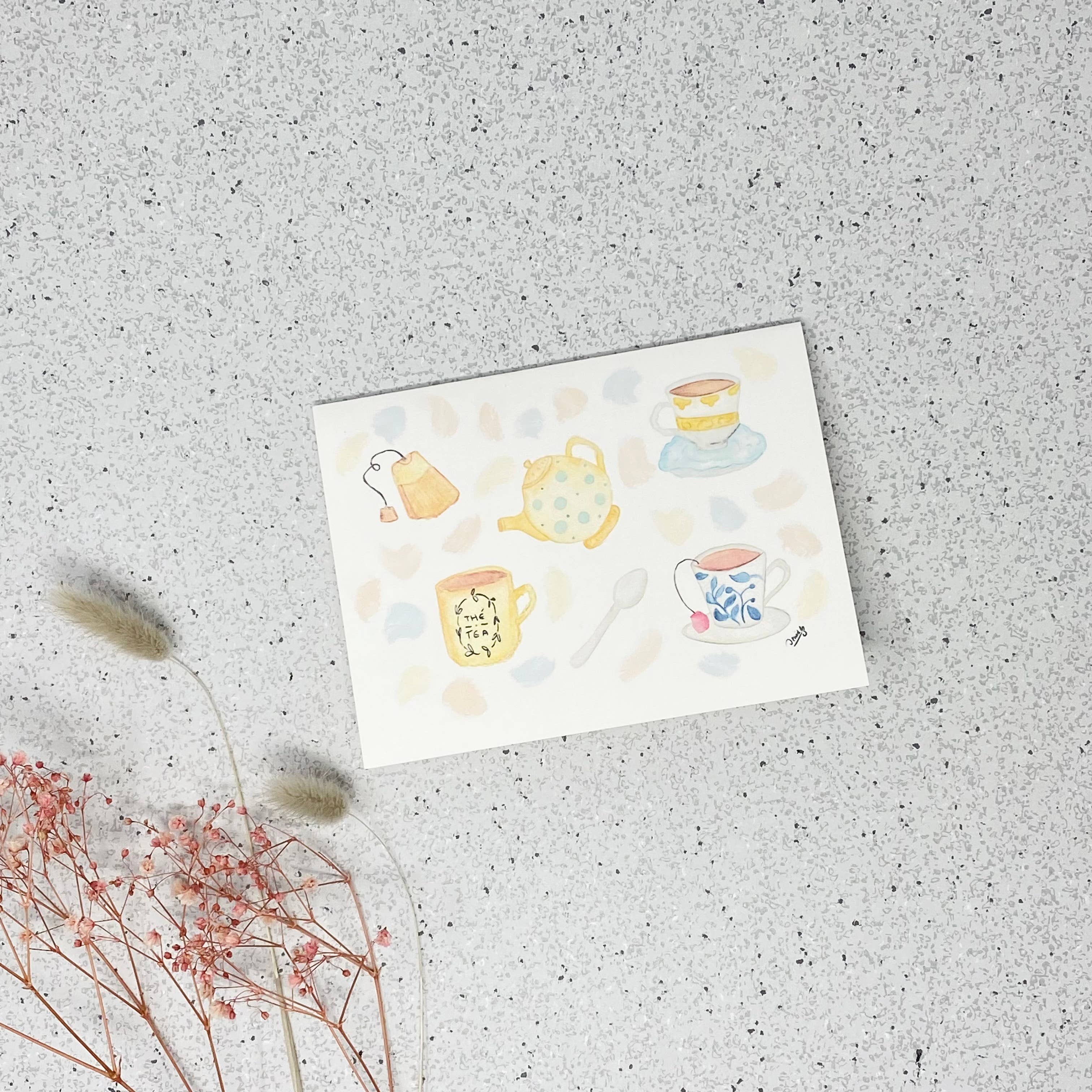 Survival kit de survie - Venta al por mayor Tarjetas de felicitación - Tarjeta de felicitación de la hora del té de Alicia de papel de lino blanco1