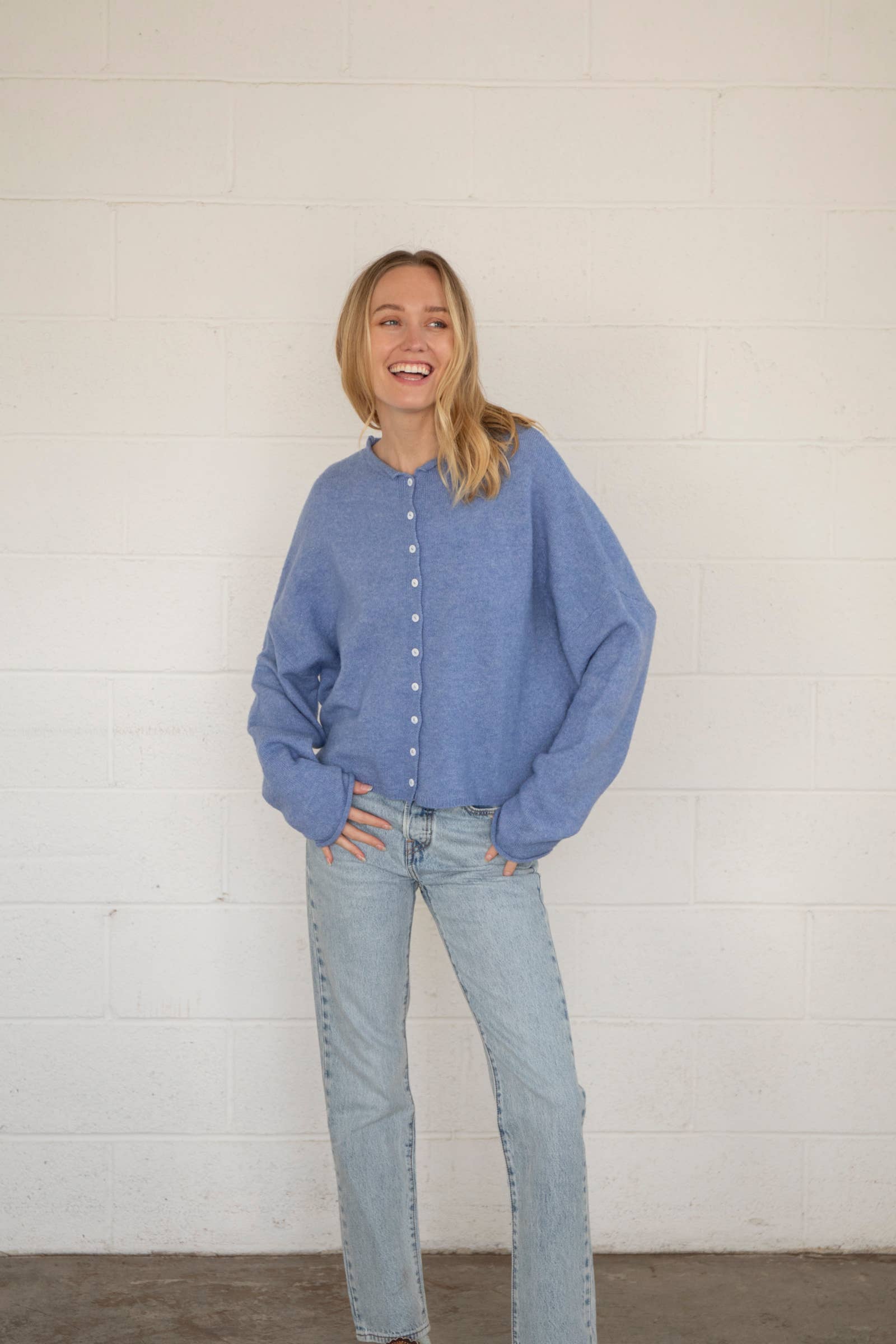 Dusty Blue Piper Cardigan for wholesale on Faire5