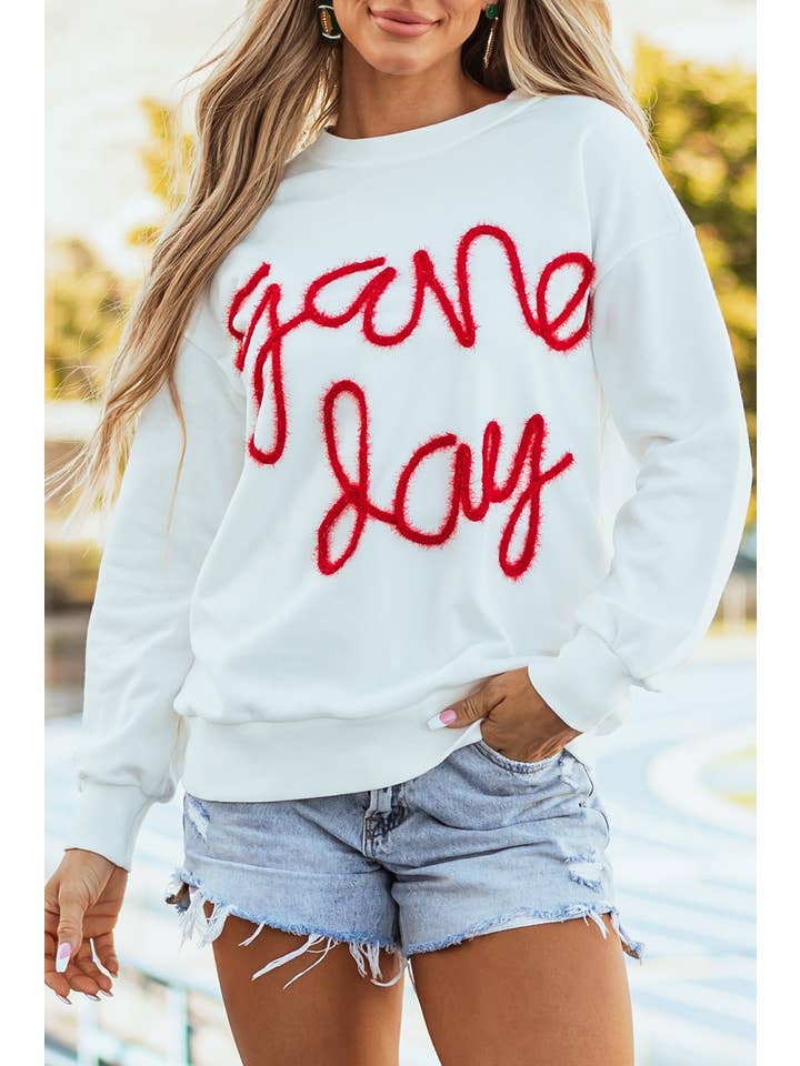 Little Daisy Closet - Wholesale Sweatshirt - Women's - LDC Fall Clothing Game Day Drop Shoulder Graphic Sweatshirt