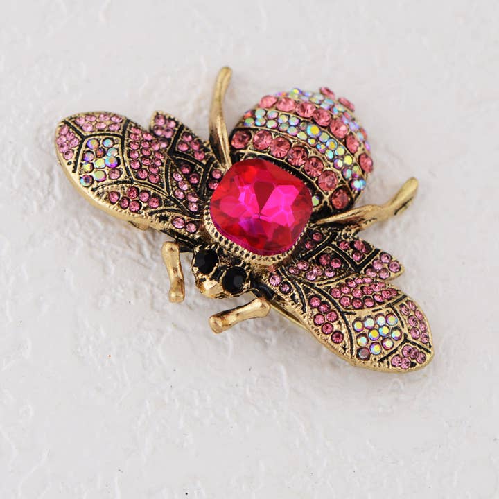 AK Brand – wholesale Brooch – Bee Brooch Pin Rhinestone Insect Flower Jewelry1