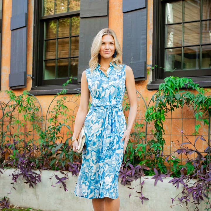 Sleeveless Priscilla Midi Collared Neckline & Adjustable Tie for wholesale by La Mer Luxe