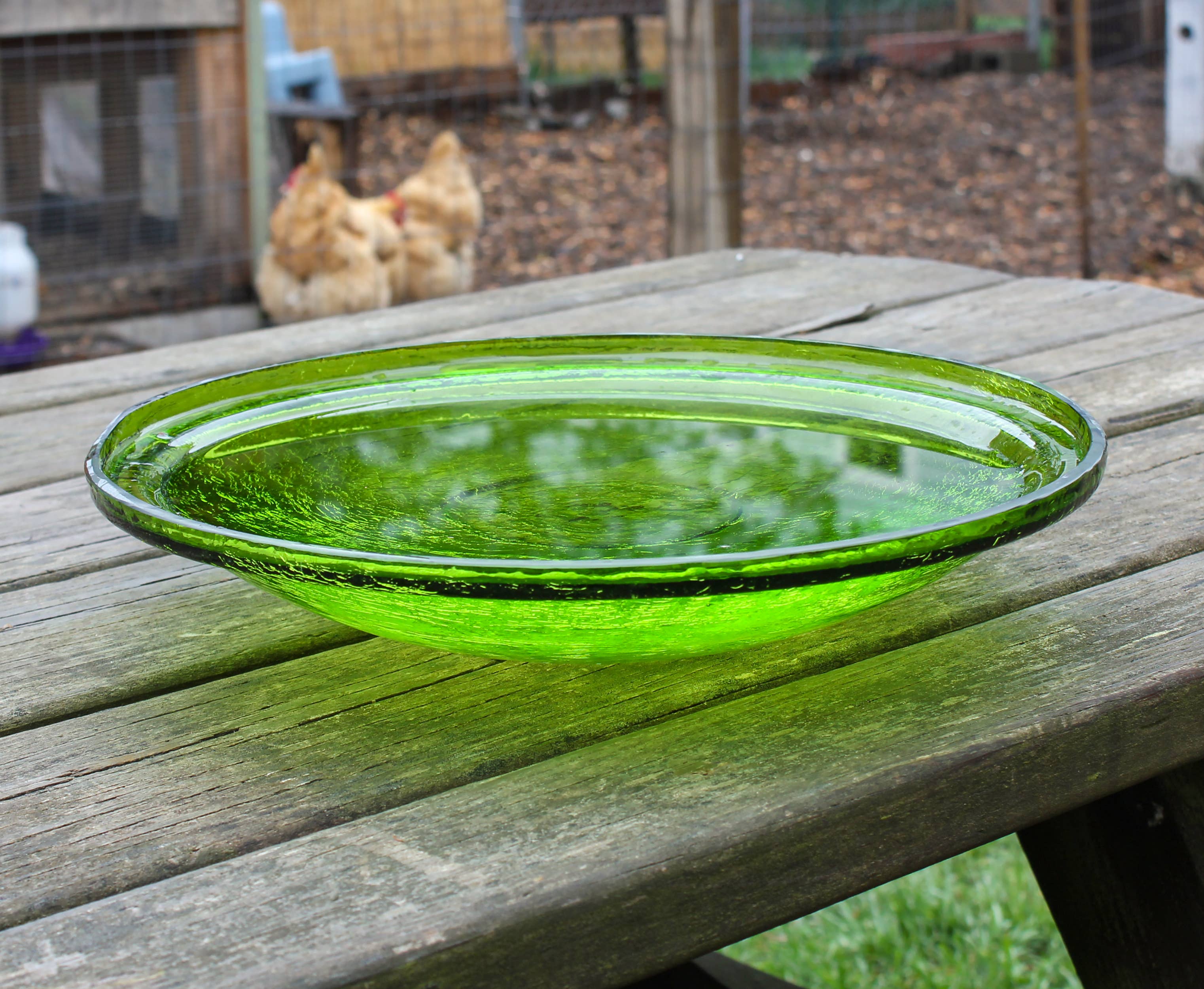 ACHLA Designs - Wholesale Bird Bath - 14" Crackle Glass Bowl - Fern Green3