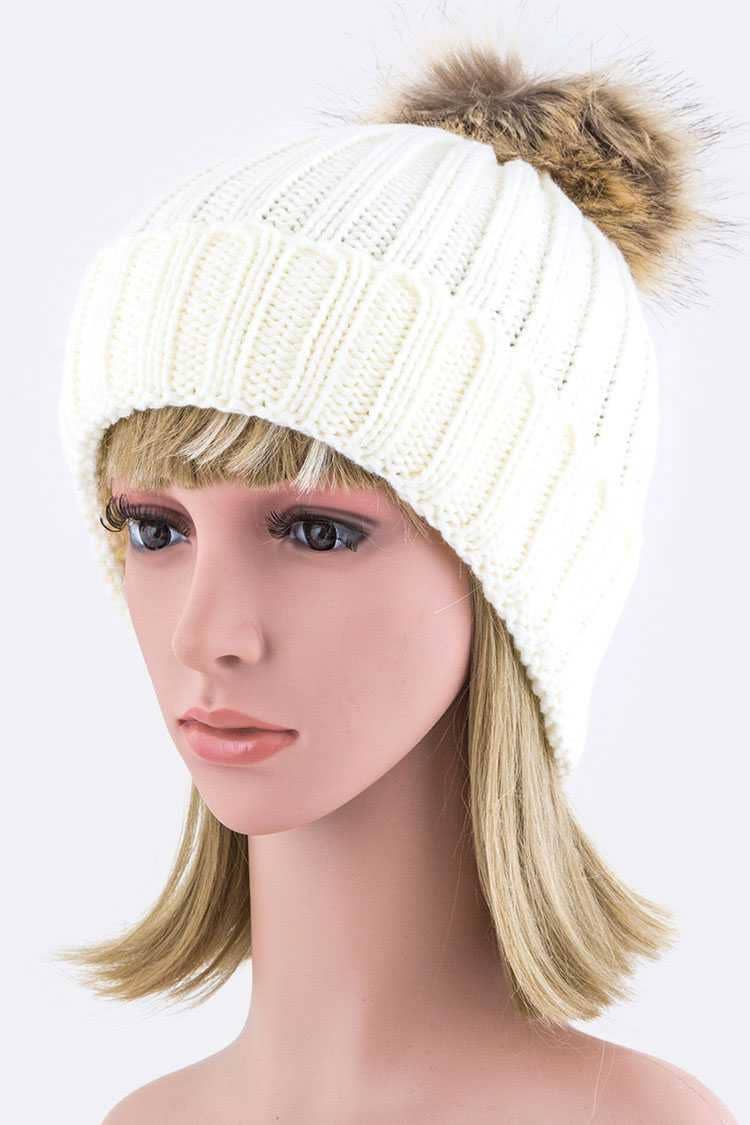 Artini Accessories - Wholesale Beanie - Women's - Detachable Fur Pom Fashion Beanie7
