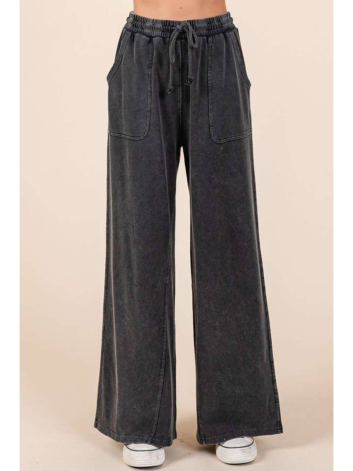 mittoshop - Wholesale Pants - Women's - MINERAL WASH FRENCH TERRY WIDE LEG PANTS9