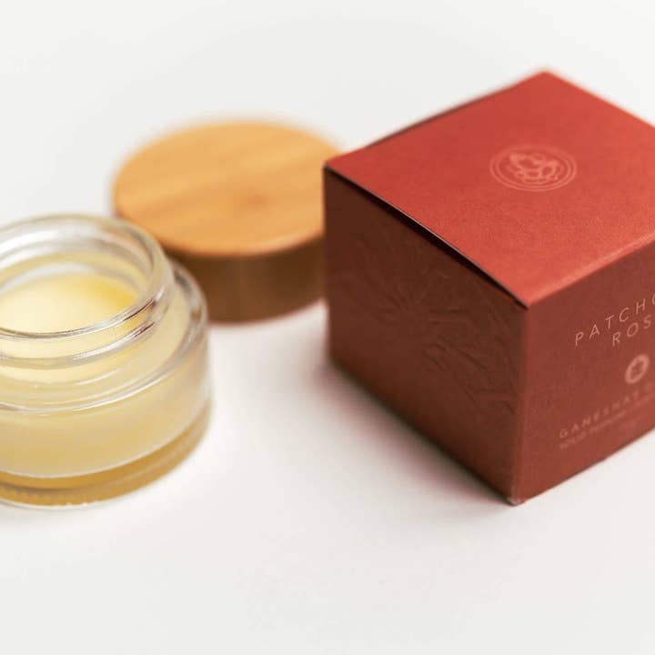 Ganesha's Garden Patchouli Rose Solid Perfume for wholesale by Between Heaven & Earth Mfg.