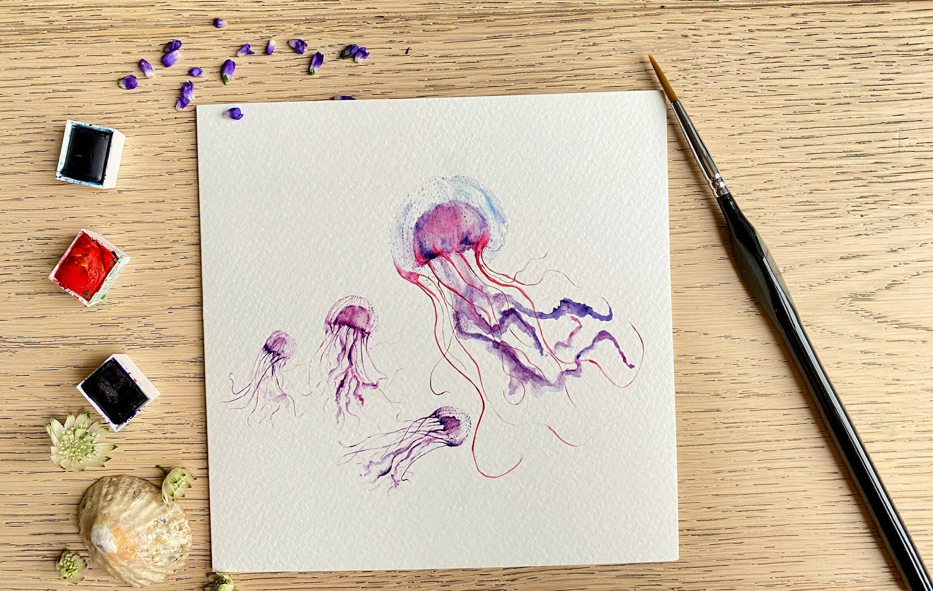 Sarah Epsom - Wholesale Gewone wenskaart - Kwallenkaart, Wenskaart, Blanco Notitiekaart, Milieuvriendelijk door kunstenaar Sarah Epsom0