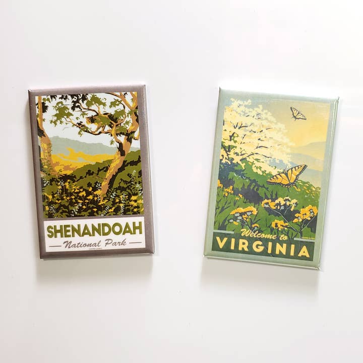 Lionheart Graphics - Venta al por mayor Imanes - Imán de recuerdo vintage de Virginia | Blur Ridge Montañas1