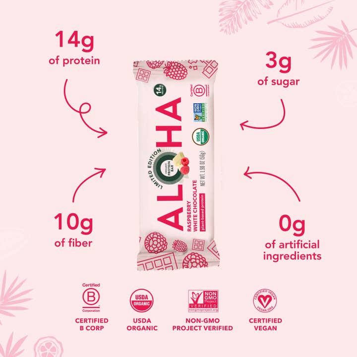 Aloha - Wholesale Snack Bar - Raspberry White Chocolate Protein Bar5
