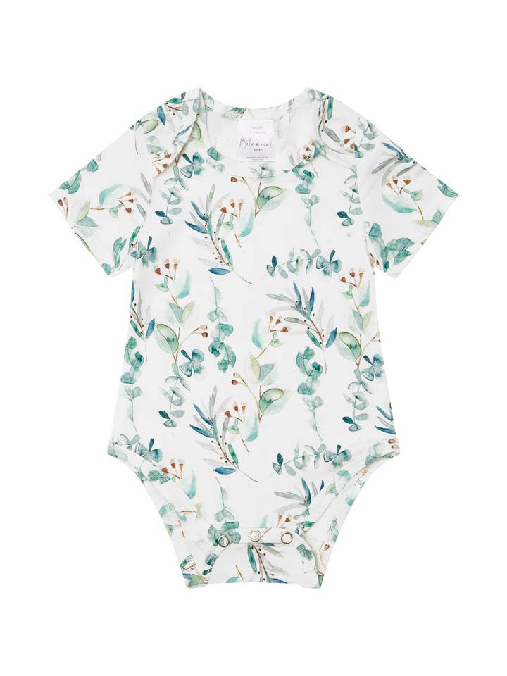 Organic Bodysuit in Soft Foliage for wholesale by Botanical Baby