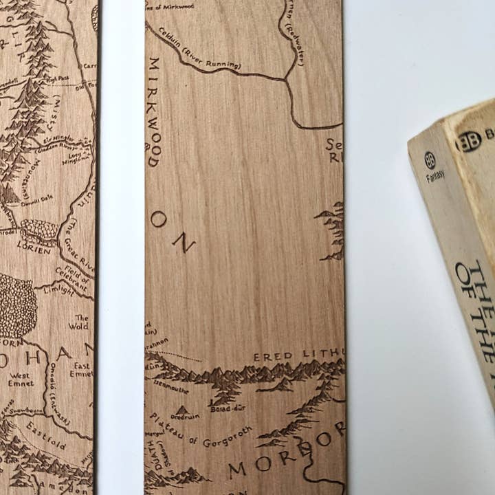 NTSD Gaming and Bookish Goods - Wholesale Bookmark - LOTR Mordor Map Wooden Bookmark