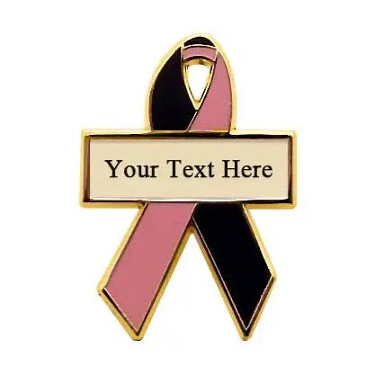 Black and Pink Personalized Awareness Ribbons |Engraved Pins for wholesale by Personalized Cause