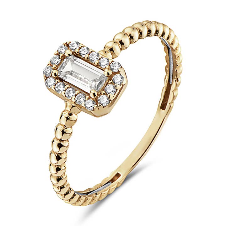 Ring med perleindfattede smaragdslibede diamanter for engroshandel hos Meri Lou Jewelry