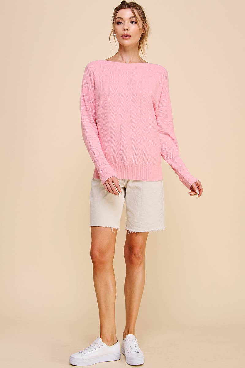 Allie Rose – wholesale Pullovertröja - Dam – Mjukt Chevronmönster Fine Gauge Dolman7