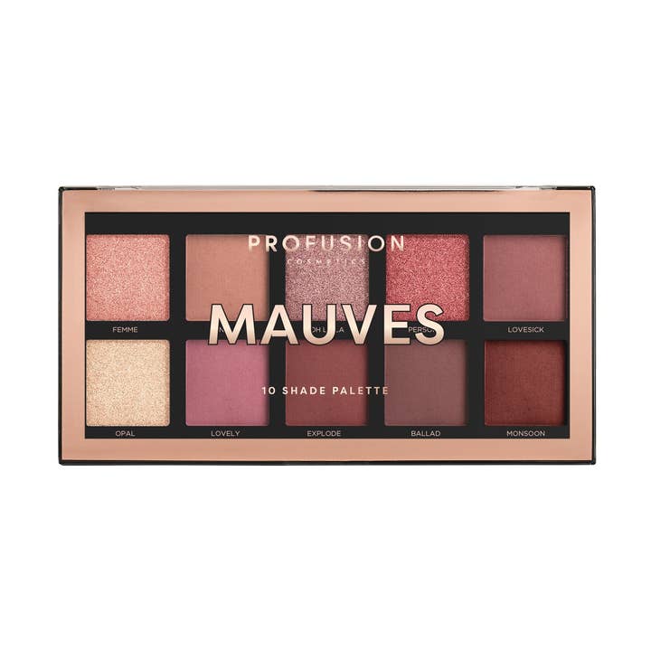MAUVES | 10 SHADE EYESHADOW PALETTE for wholesale by Profusion Cosmetics UK