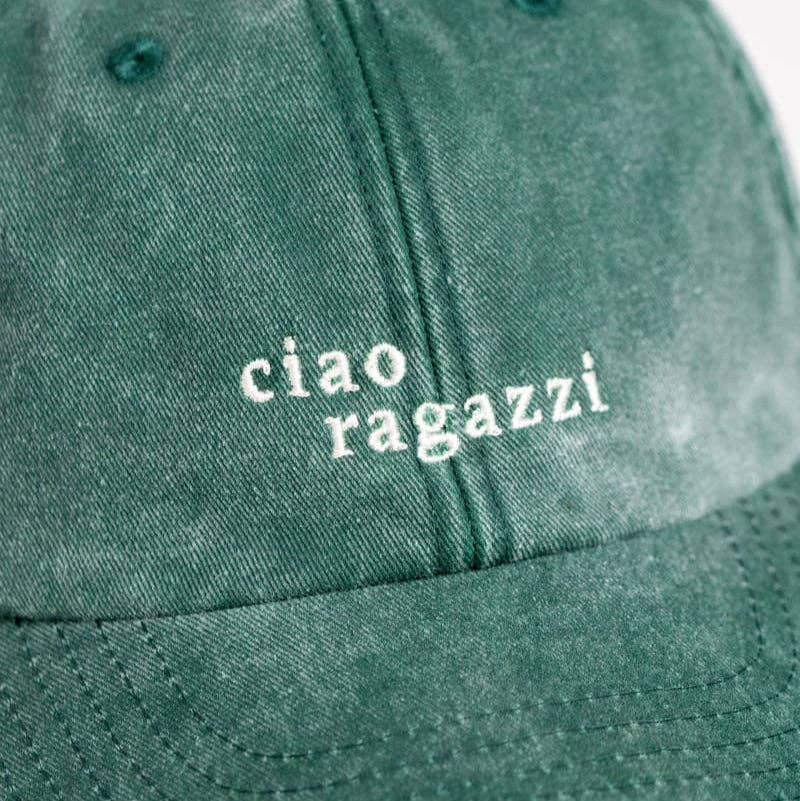 arrel - responsible apparel – Großhandel Basecap – Unisex – ciao ragazzi Dad Cap - vintage green & cream1