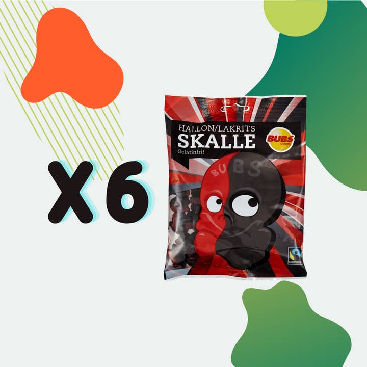 Nordicbangers - Swedish Candy - Wholesale Taffy - Bubs Raspberry/Liquorice Skull 90g Swedish Candy