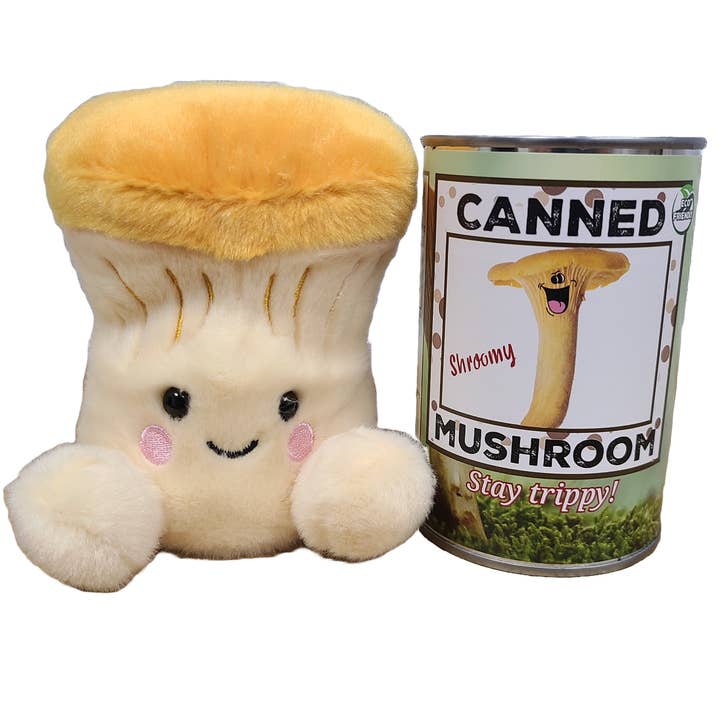 Canned Gifts - Wholesale Gag Gift/Novelty Gift - Canned Mushroom - Chanterelle Mushroom Plush Gift w/Jokes