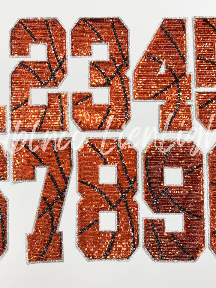 Sequin Basketball Numbers Patch - Large for wholesale by ABLNco
