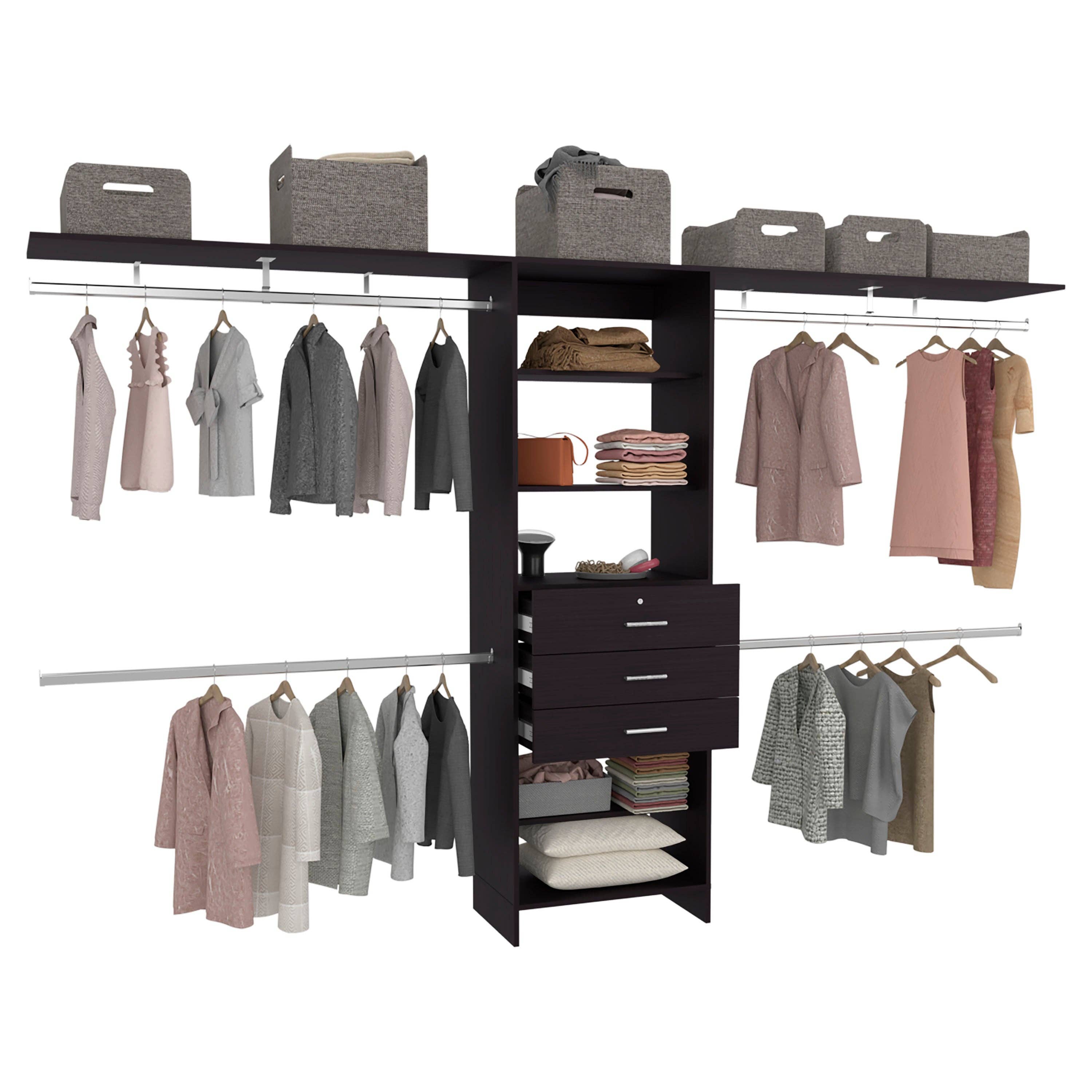 TUHOME FURNITURE - Wholesale Bedroom Furniture - Walking Closet Plego 3, Open Wardrove for Wall With Shelves0