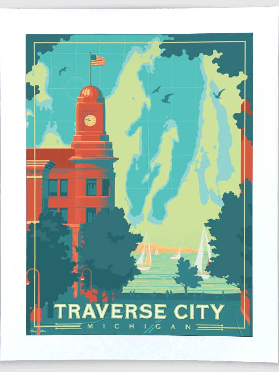 Traverse City - Michigan Travel Art Print for wholesale by The Mighty Mitten