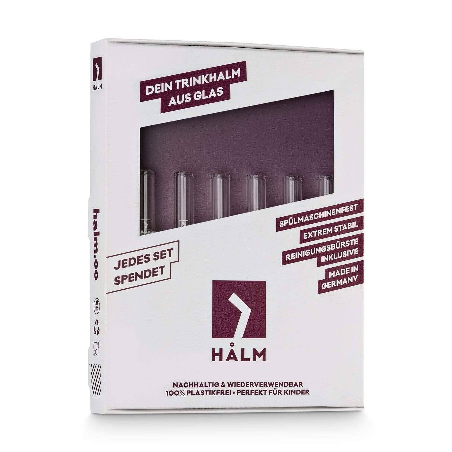 HALM Straws – wholesale Drinking straw – 6x 10cm (straight) glass straws1