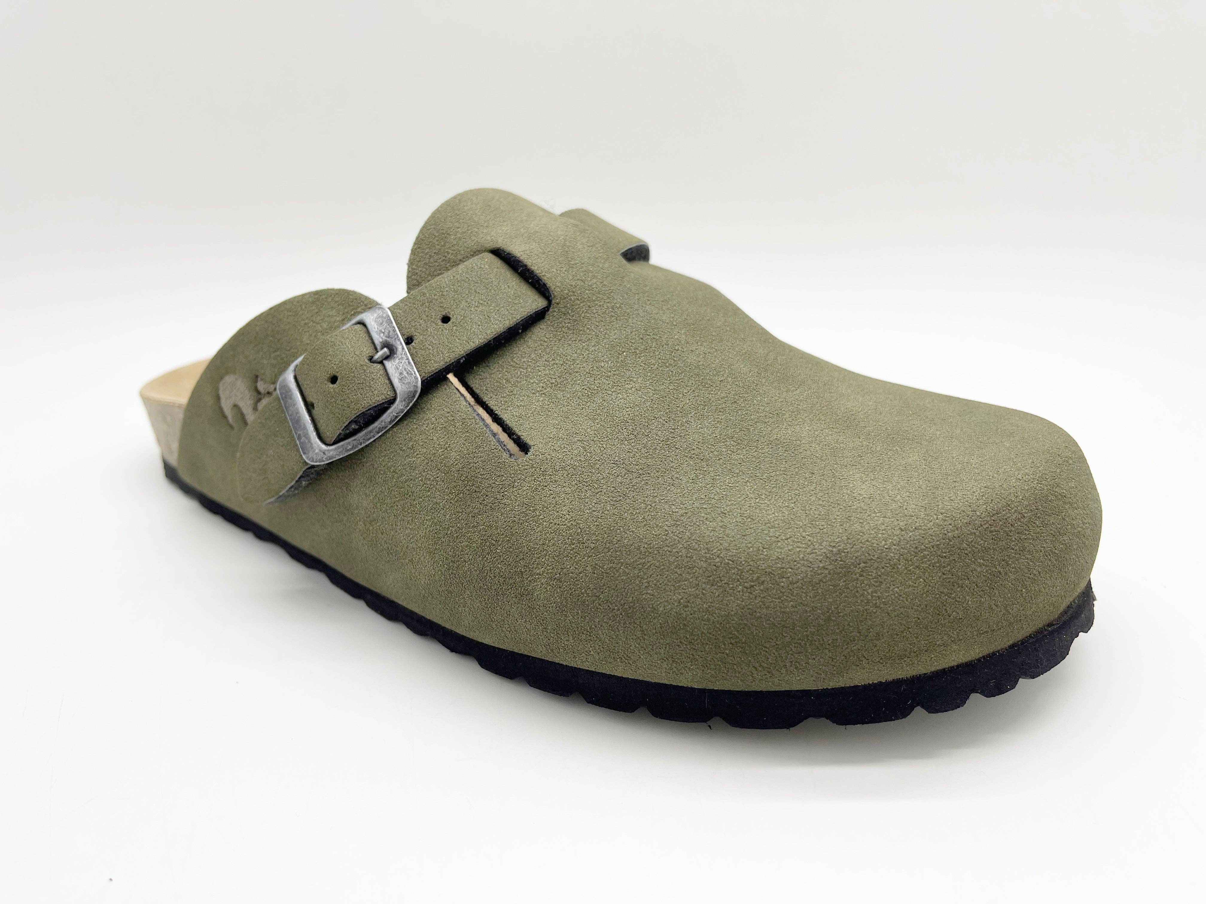 thies – Großhandel Clogs – Damen – thies 1856 ® Eco Bio vegane Clogs aus Supersuede in Khaki (Unisex)1