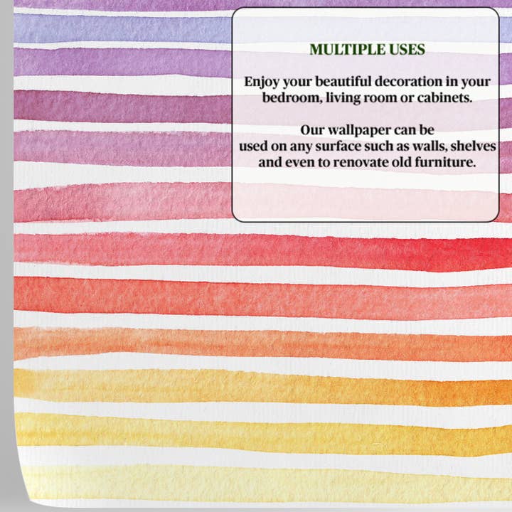 Wallpapers4Beginners - Vente Papier peint - Papier peint à rayures arc-en-ciel pastel, peinture aquarelle verticale6