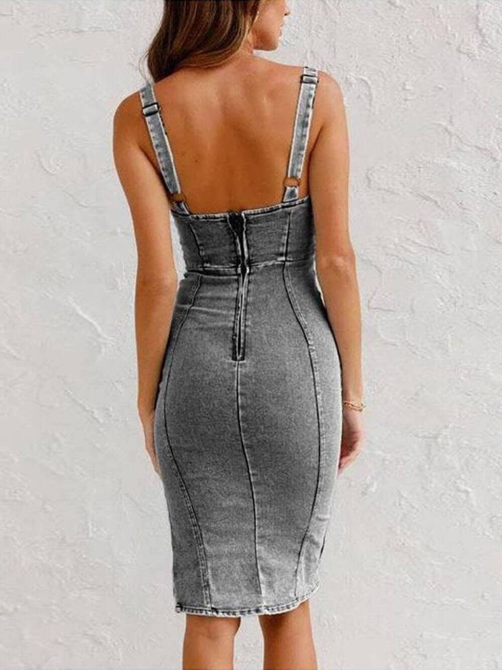 Vibesoothe - Wholesale Dress - Women's - Parisian-Denim Midi-Dress1