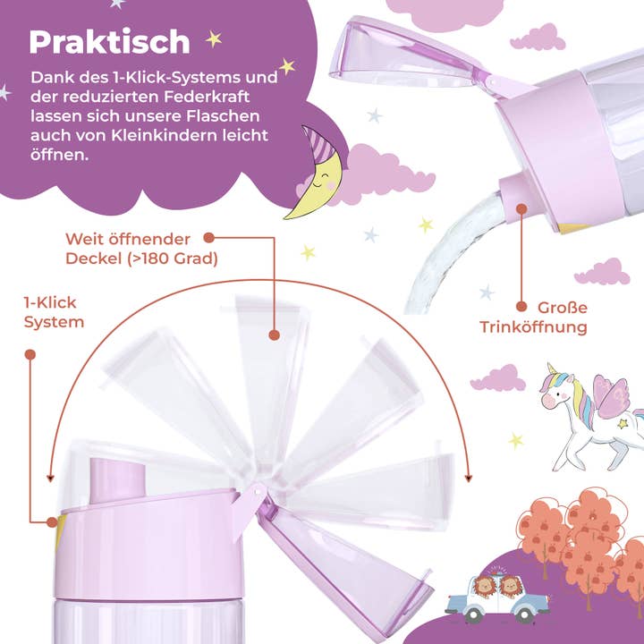 BEARFOOT – wholesale Vattenflaska – Barnvattenflaska, lätt vattenflaska - lila klistermärke