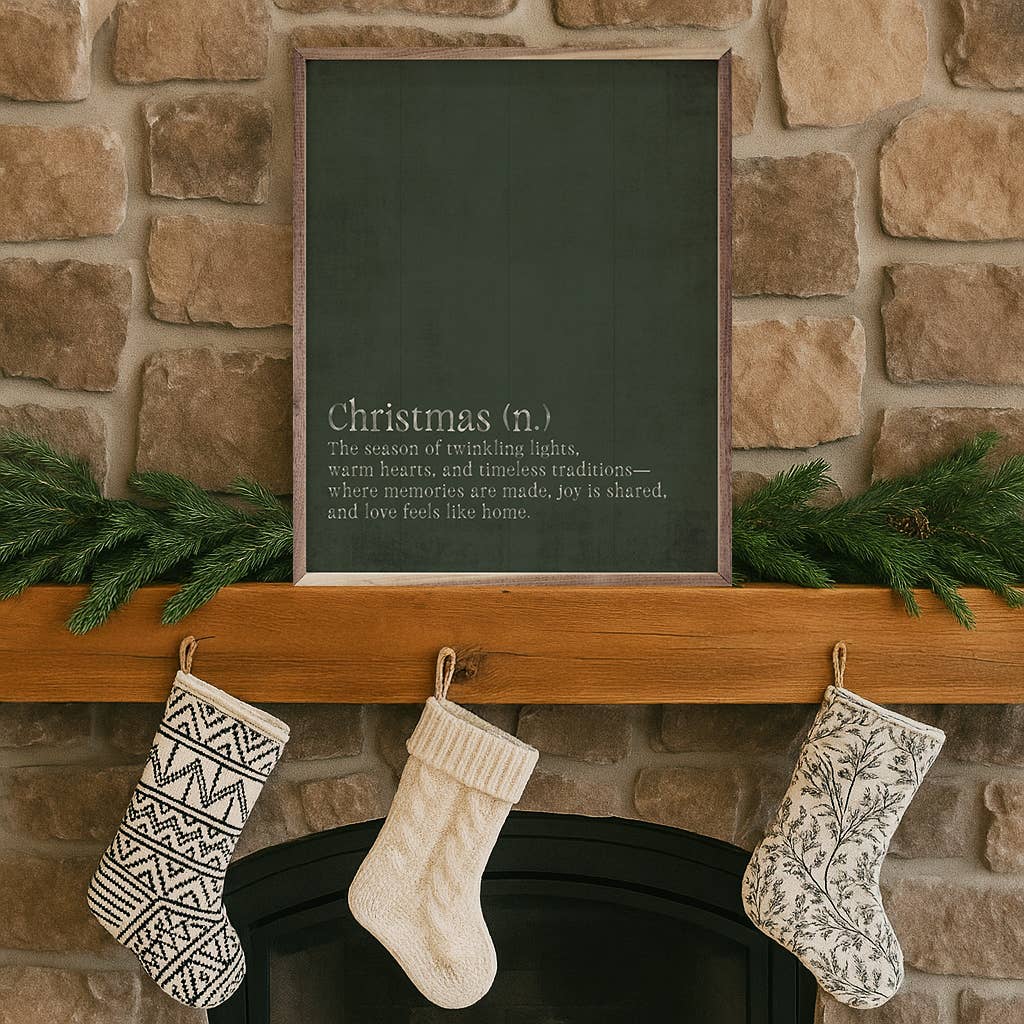 Kendrick Home - Wholesale Wood Wall Art - Christmas Definition Green1