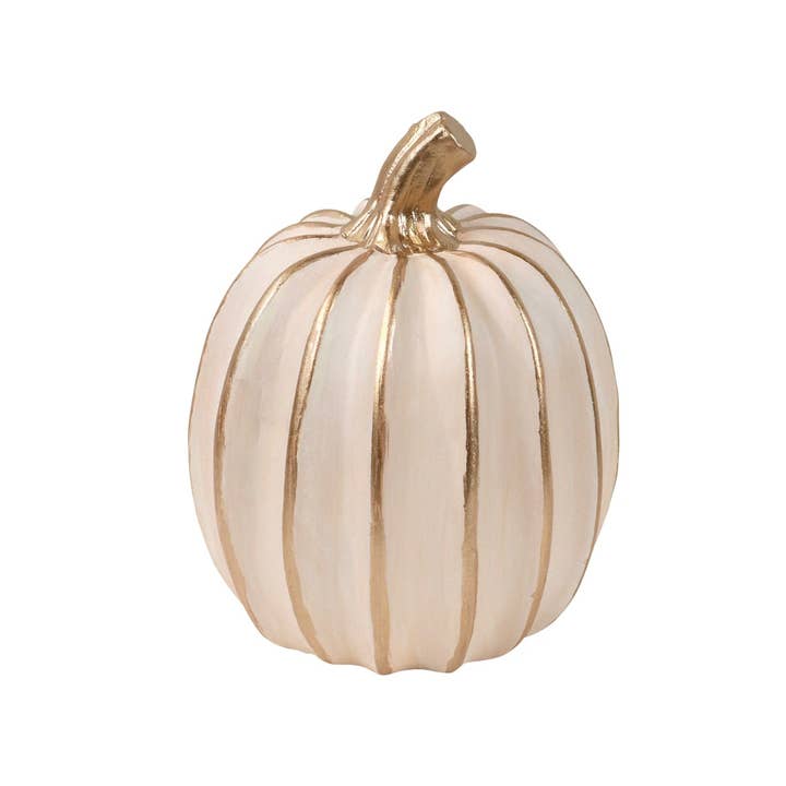 White Gold Ribbed Pumpkin Decor Set/2 for wholesale on Faire1