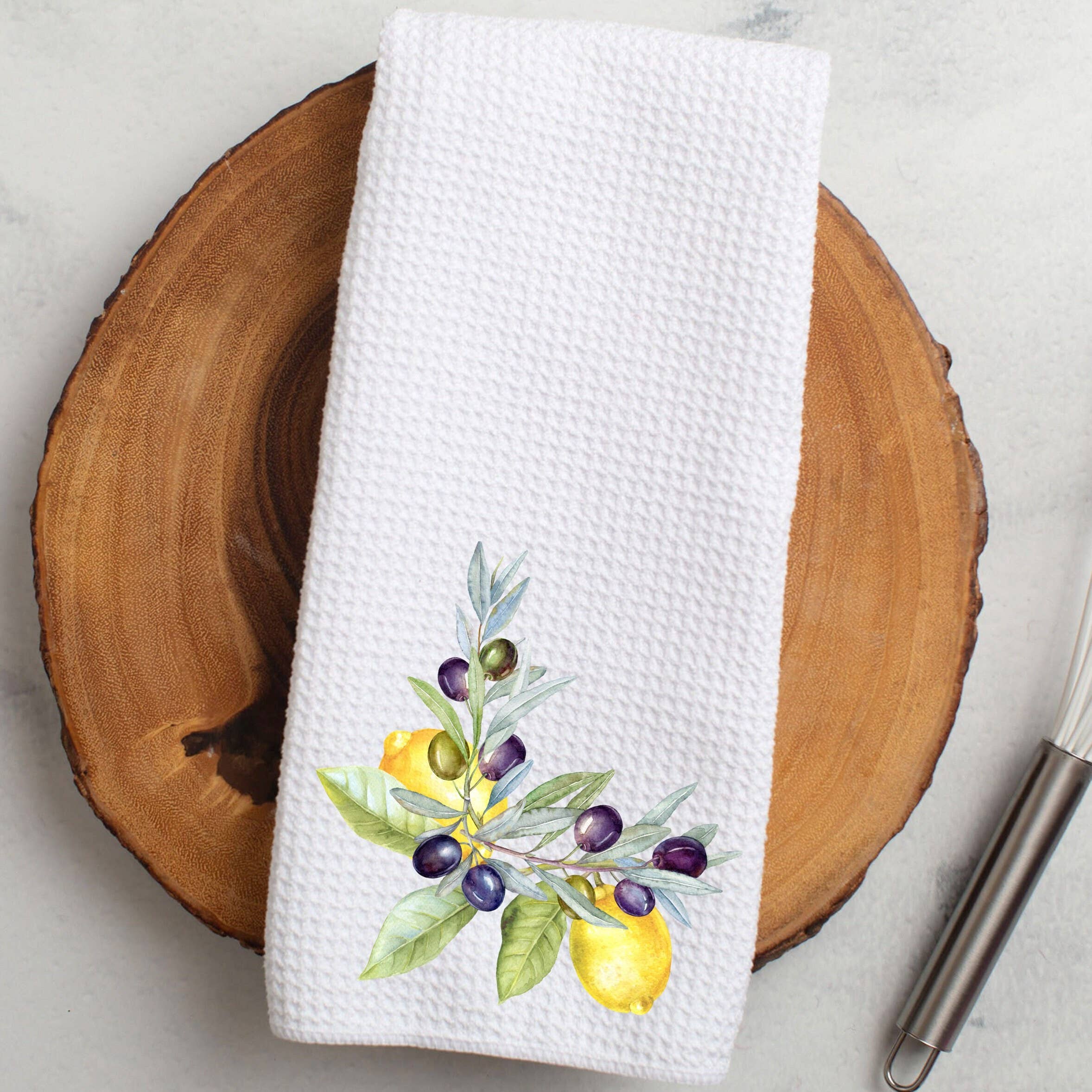 Fernville Creations - Wholesale Tea Towel - Lemon & Olive Waffle Weave Kitchen Tea Towel Farmhouse Decor3
