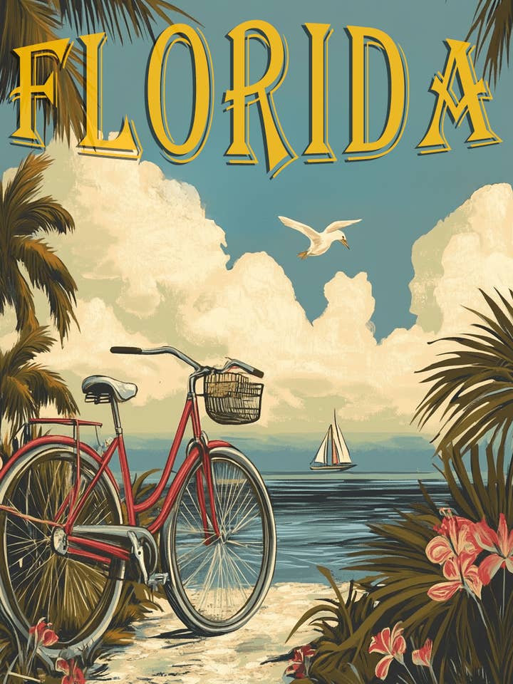 Name Drop - Vintage Florida - Wall Art Print - Ocean Seaside Beachcore - 8"x10" Artwork - 11"x14" Matte for wholesale by Mowbi