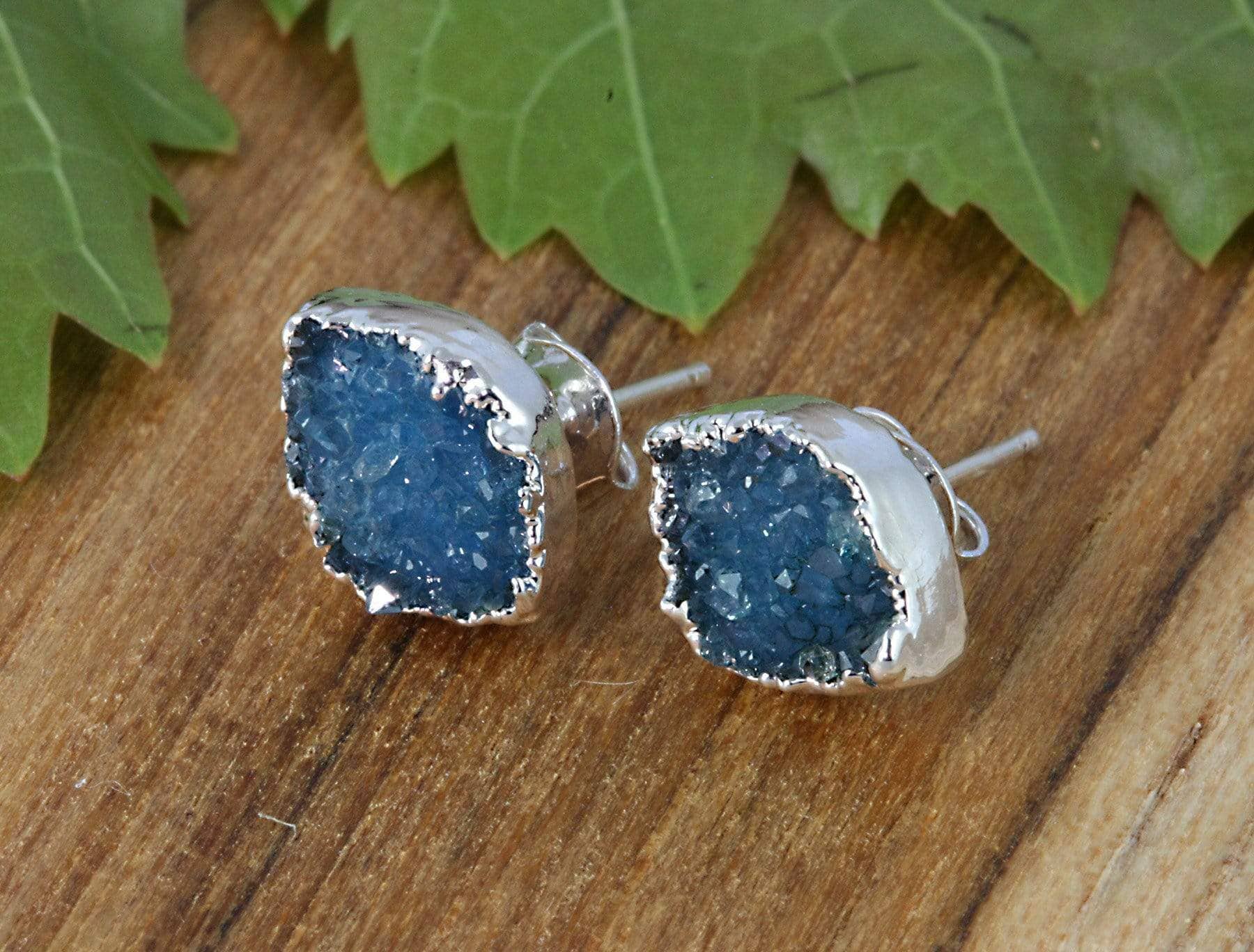 Rock Paradise – wholesale Stud/post earrings – Crystal Druzy Stud Earrings with Gold or Silver Edge5