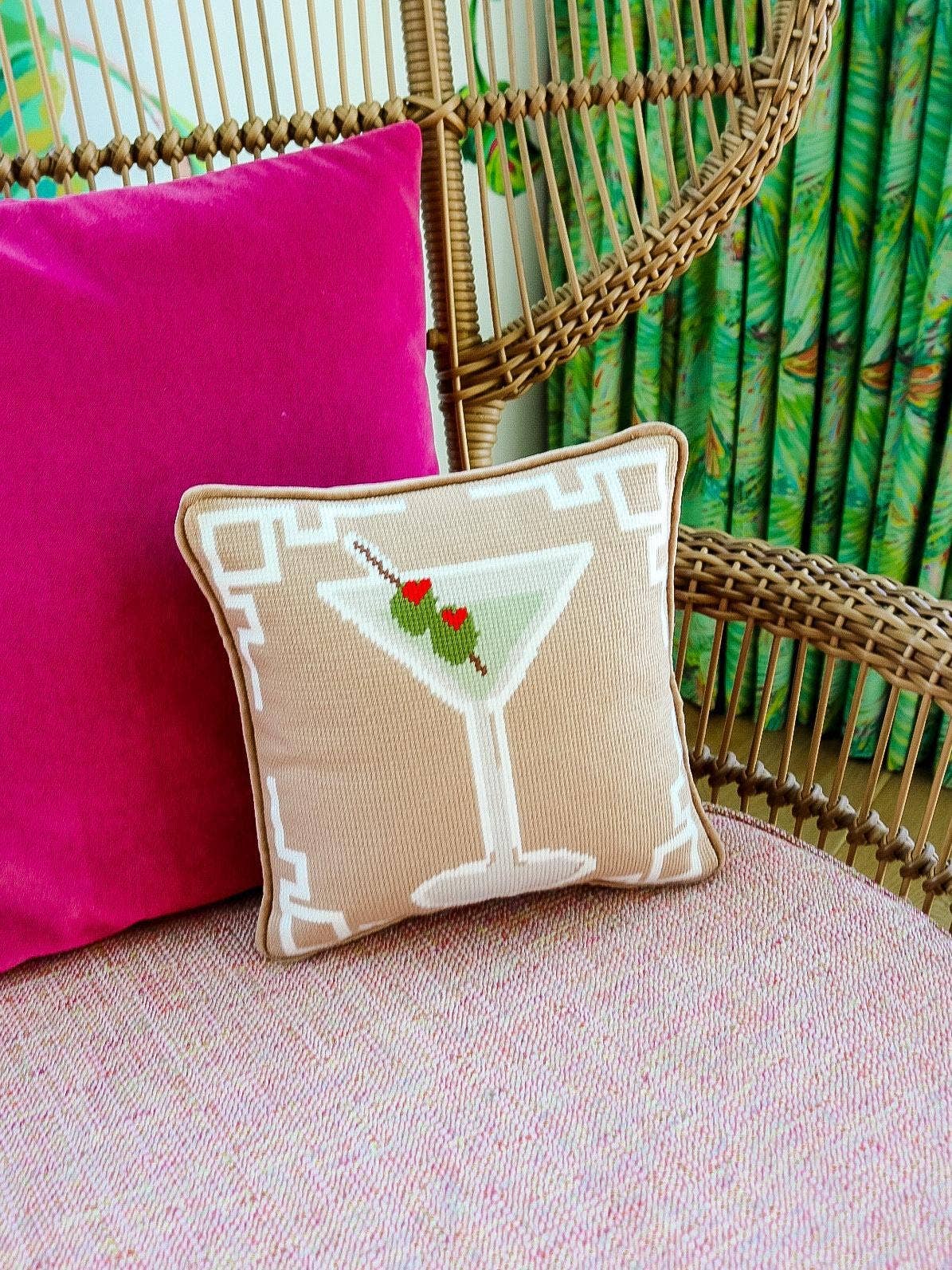 Southern Decorative - Wholesale Throw/Decorative Pillow - Dirty Martini Needlepoint Pillow