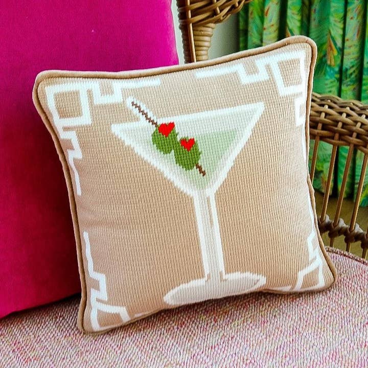 Southern Decorative - Wholesale Throw/Decorative Pillow - Dirty Martini Needlepoint Pillow0