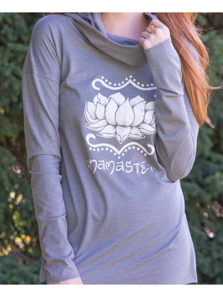 Soul Flower - Wholesale Hoodie - Women's - Namaste Lotus Cowl Yoga Hoody5