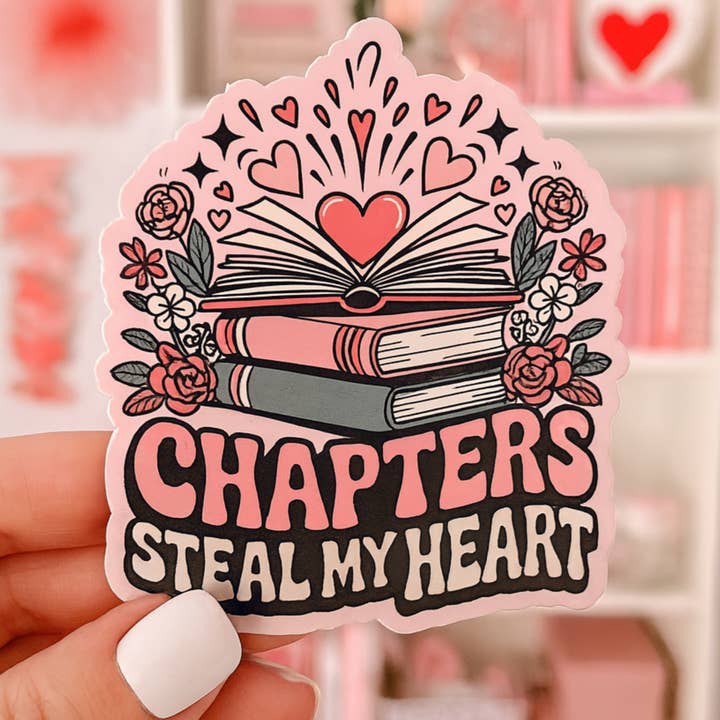 Chapters Steal My Heart Valentines Day Die Cut Sticker for wholesale by Auburn Row Design