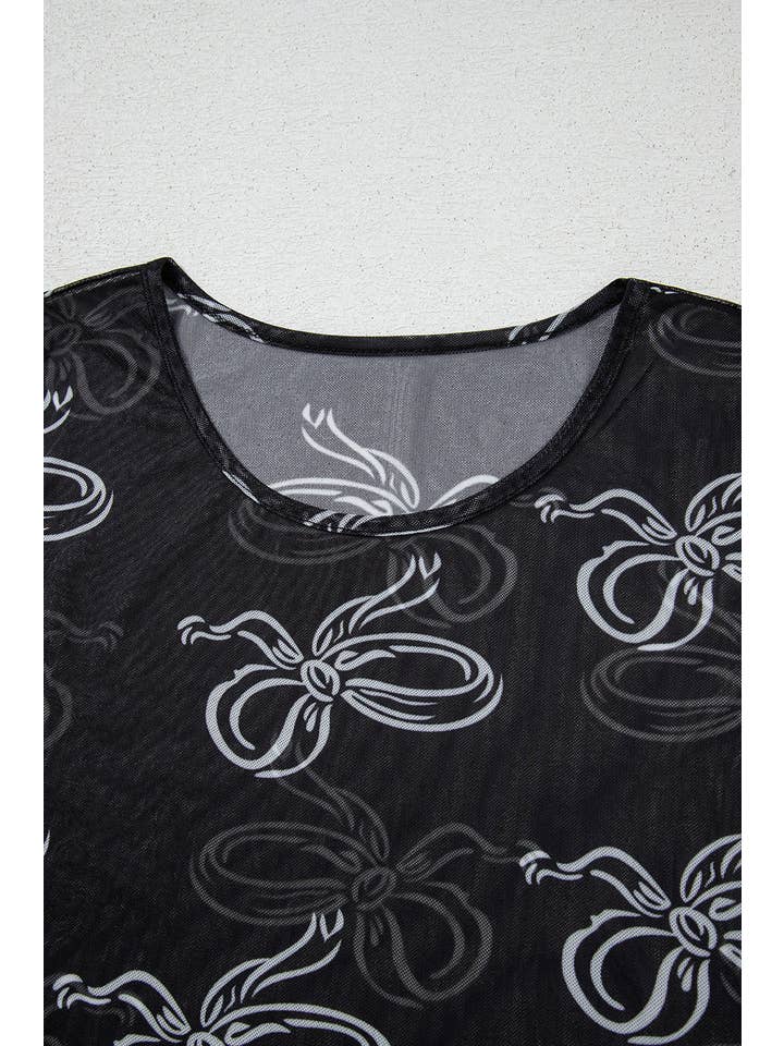 PRETTY BASH - Wholesale Blouse - Women's - Bow Long Sleeve Mesh Top7