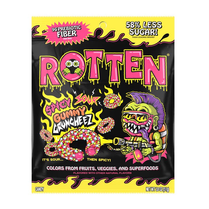 Spicy Sour Cruncheez Gummy Candy: GF, Prebiotics, Low Sugar for wholesale by Rotten Candy