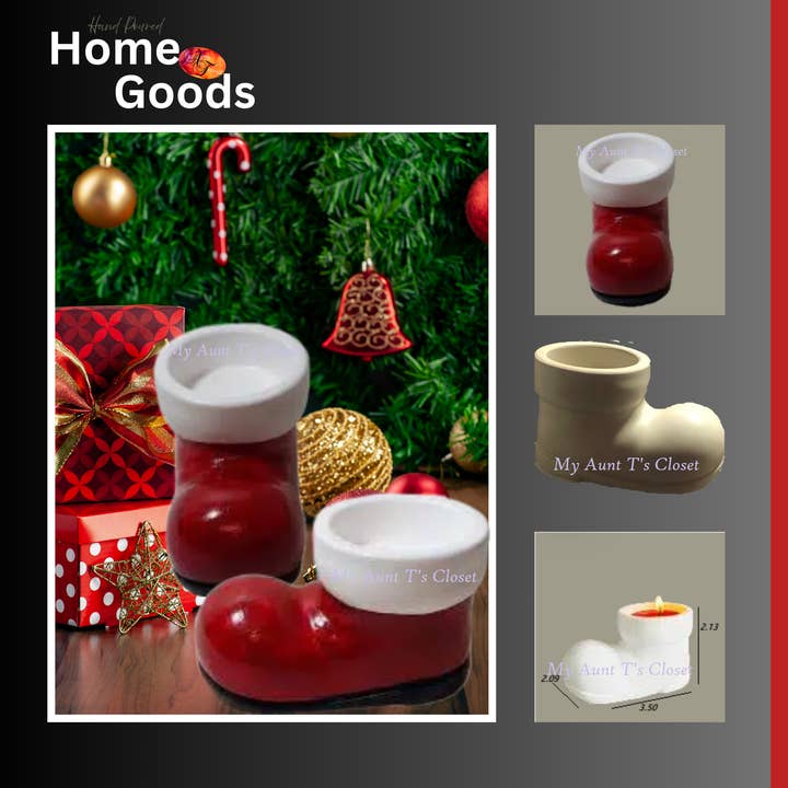 My Aunt T's Closet - Wholesale Candle holder - Santa's Boots Tealight Candle Holder5