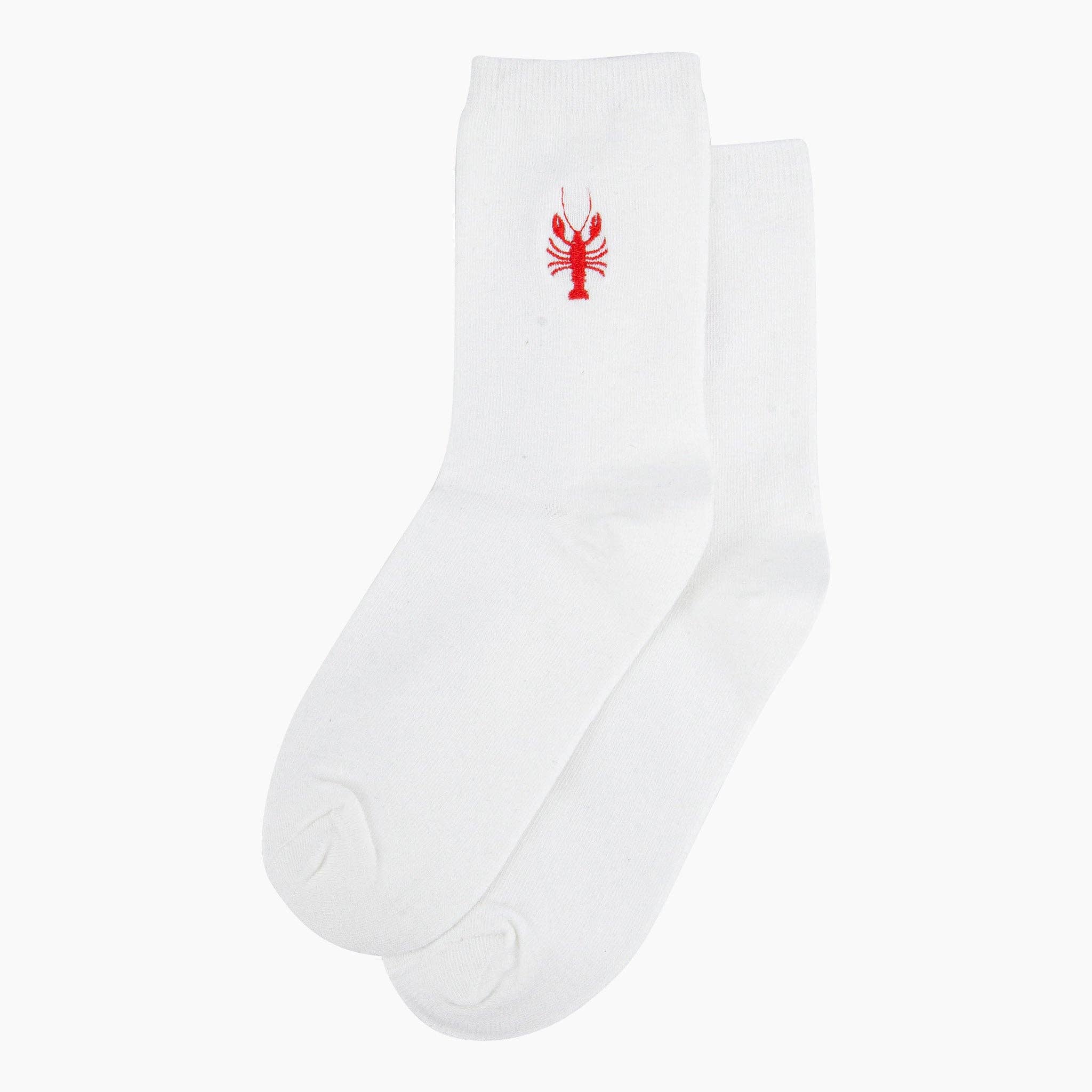 Sock Talk – Meias - Mulher por atacado – Meias de Algodão Bordadas para Mulher - Creme, Lagosta1