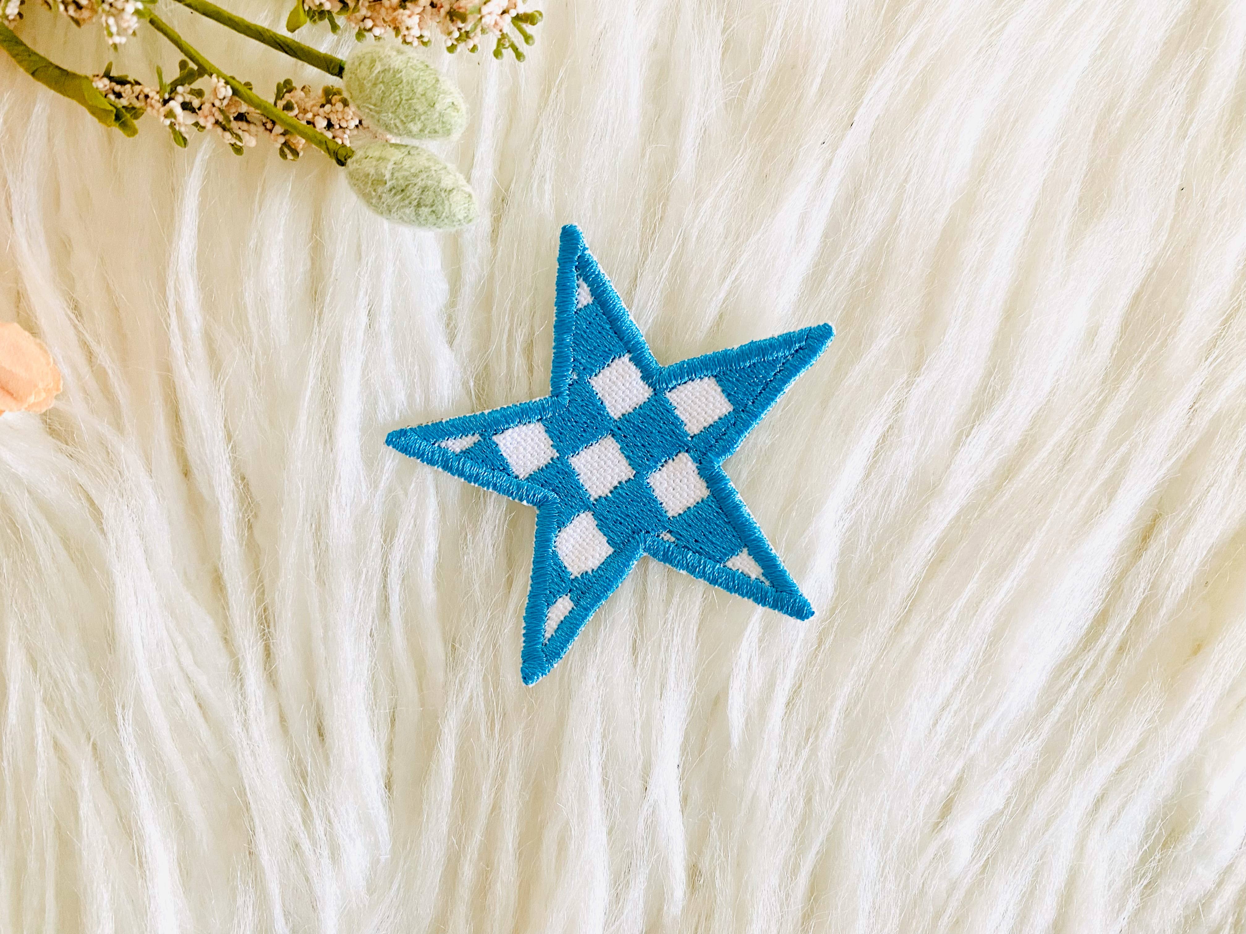 R & R Stitched - Wholesale Patch - Checkered star embroidered iron on hat patch4