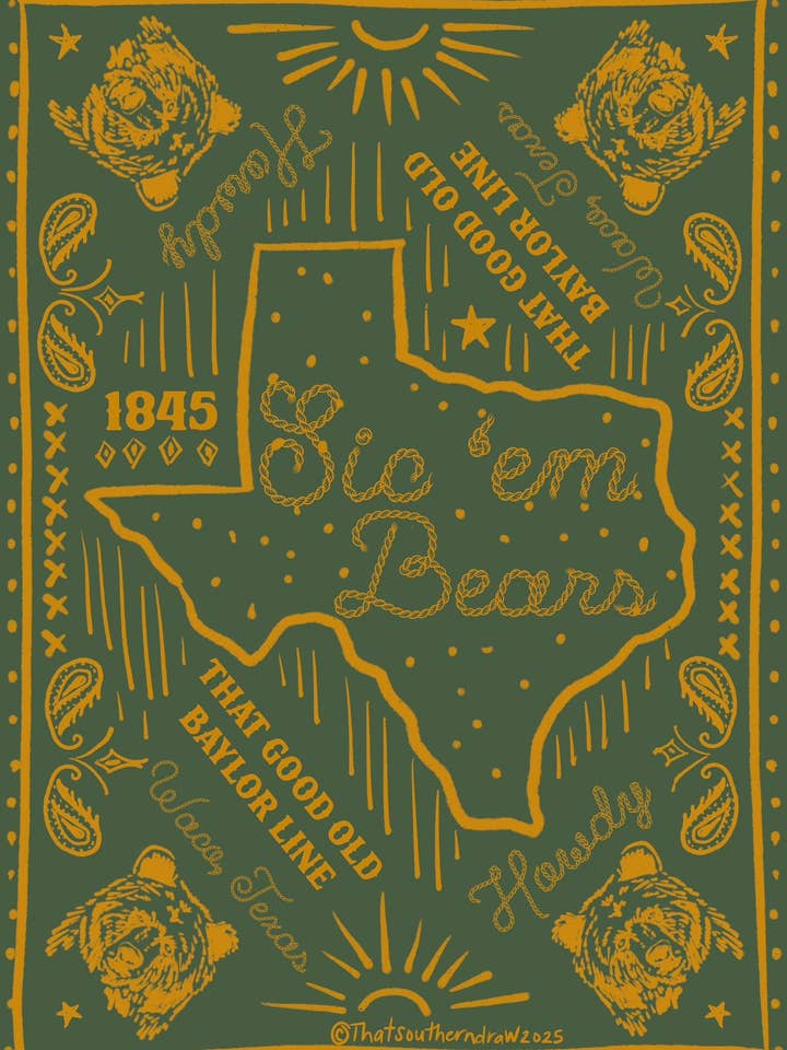 BAYLOR BEARS CUSTOM BANDANA for wholesale by That Southern Draw